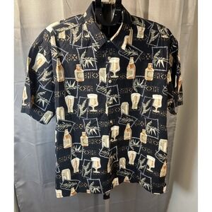 Batik Bay Men's Beer Bottles & Cocktails Button Up Short‎ Sleeve Shirt 2XL